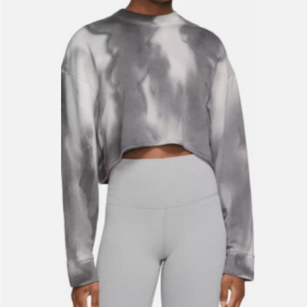 Nike Yoga Impossibly soft Gray Tie-Dye Cropped Hoodie DV9185-010